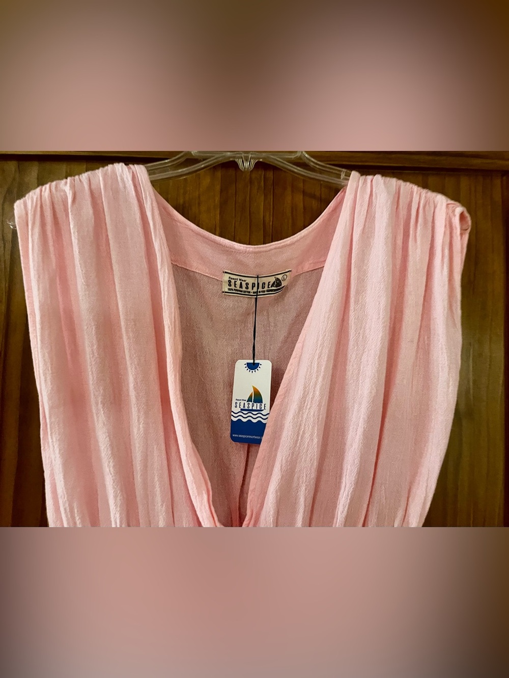 NEW Pink Peruvian Cotton Mini Dress/Beach Cover by Seaspice Size L - Picture 5 of 12